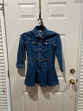 Cat & Jack light blue denim dress with white and orange label